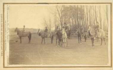 Photograph, Horses and riders from Woolpack Stables Bacchus Marsh 1883