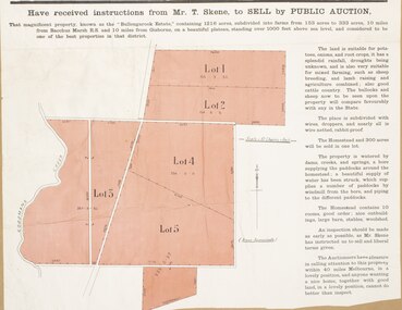 Map, Bullengarook Estate Property Sale. 1911