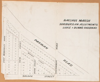 Map, Bacchus Marsh Suburban Allotments Parwan Road Lodge & Dunn's Paddocks 1888