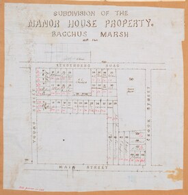 Map, Subdivision of the Manor House Property Bacchus Marsh c.1908