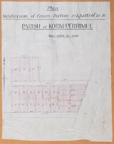 Map, Plan of Subdivision of Crown Portion 23 & parts 24-25, Parish of Korkuperrimul [1900s?]