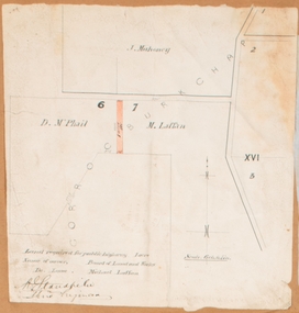 Map, Land required for a public highway near Rowsley, Victoria. Circa 1880s