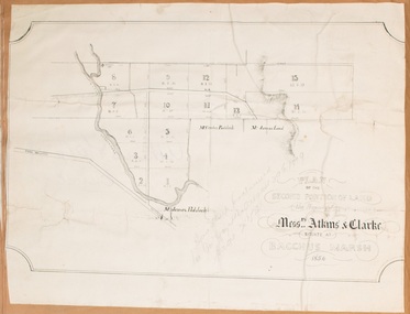 Map, Plan of the second portion of the property of Messers Atkins and Clarke situate at Bacchus Marsh 1856