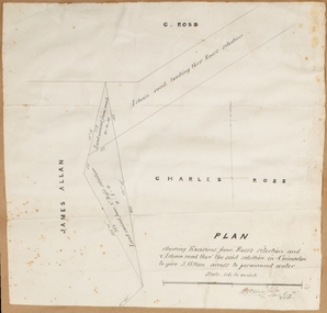 Map, [Plan for road to give J. Allan access to permanent water at Coimadai] circa 1870s