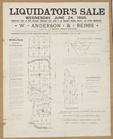 Map, Liquidator's sale, 1896.  [Woolpack Estate, Bacchus Marsh]