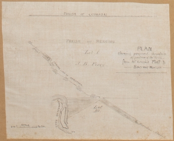 Map, Plan showing proposed deviation of the road through McKenzie's Flat to Bacchus Marsh. [Undated]