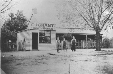 Photograph, C.J. Grant, Bootmaker's Shop, corner of Grant Street and Waddell Street, Bacchus Marsh, circa 1907-1909