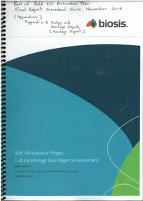 Booklet, Cultural Heritage Due Diligence Assessment Draft Report: Bald Hill Activation Project Final Report