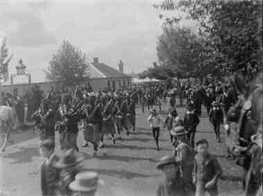Photograph, Street Parade, Main Street Bacchus Marsh near the Royal Hotel ca 1900s