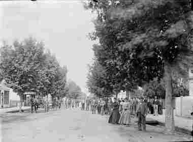 Photograph, People on Main Street Bacchus Marsh during a carnival ca 1900s