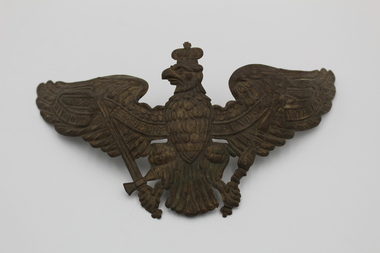Headwear - German World War One plate from helmet, Regimental plate from the front of a Central Powers Helmet