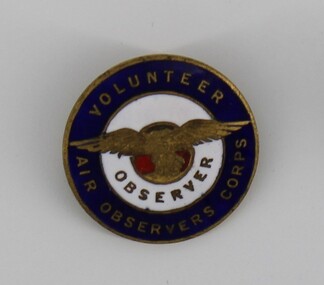 Badge - Volunteer Air Observers Badge, Round Volunteer Air Observers Badge