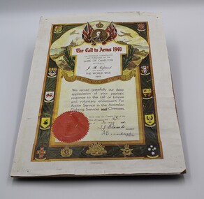 Certificate - Certificate of Appreciation, 1940 Call to Arms Certificate