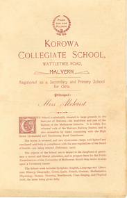 Pamphlet (Item) - School Prospectus, Korowa Prospectus c1907 front cover