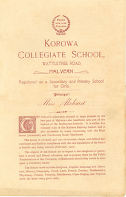 Pamphlet (Item) - School Prospectus, Korowa Prospectus c1907 front cover