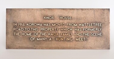 Memorabilia (Series) - Plaque, Historical Plaque Knox House