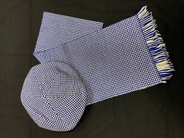 Artwork, other (Item) - Craft work, Woven scarf and beret created in Craft class 1951