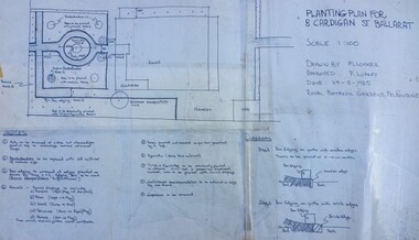 Photograph - landscape design plan, Planting Plan for 8 Cardigan St Ballarat, 1985