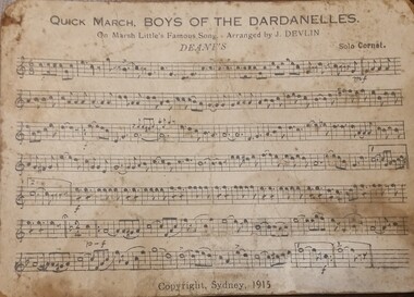Work on paper - music card, The Boys of the Dardenelles