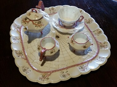 tea set with tray, Thorn pattern Belleek dejeuner tea set and tray