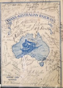 Print - Menu, Trans Australian Railways dining car service menu, c. 1920