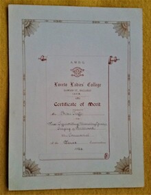 Certificate, Loreto Ladies' College Certificate