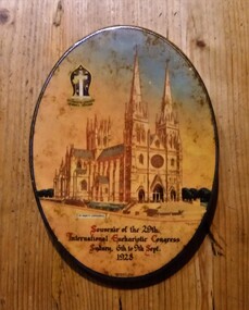 Tinplate Plaque, 1928 Sydney Eucharistic Congress Tinplate plaque, 1928