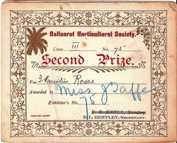 Horticultural award certificate