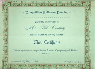 Certificate, Ballroom Dancing Competition Certificate