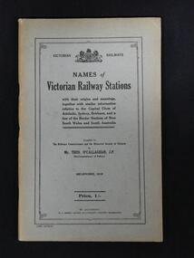 Work on paper - Booklet, Names of Victorian Railway Stations