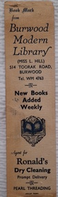 Work on paper - Bookmark, Burwood Modern Library