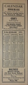 Work on paper - Bookmark, Calendar Bookmark