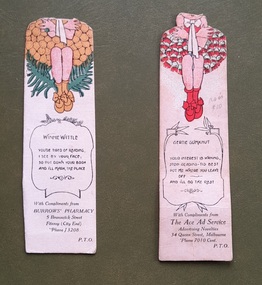 Work on paper - Bookmarks, Winnie Wattle and Gertie Gumknut