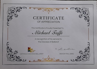 Work on paper - Certificate, Certificate of Appreciation