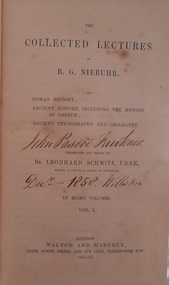 Work on paper - Book, The Collected Lectures of B.R. Niebuhr, Vol 1