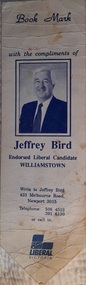 Work on paper - Bookmark, Bookmark with the compliments of Jeffrey Bird