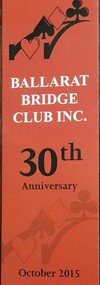 Work on paper - Bookmark, Ballarat Bridge Club 30th Anniversary