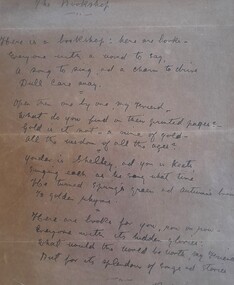 Work on paper (item) - Poem, The Bookshop