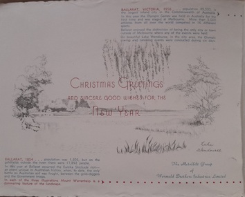 Work on paper - Christmas Card, Ballarat Venue of two sports events of the XVI th Olympiad