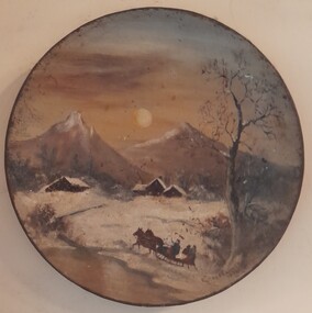 Painting - Painting on tin plate, Untitled but snow scene