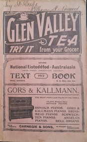 Work on paper - Book, Grand National Eisteddfod of Australasia 1912 Text Book