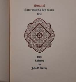 Work on paper - Book, Sonnet Addressed to Ian Mudie