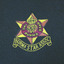 Printed 6 pointed star emblem in yellow and red on green tie. Yellow printed scroll at base of the star reads: Burma Star Assoc