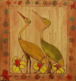 Mixed media - Woodburning with acrylic pigments on pine, Frances Gallagher, Nature