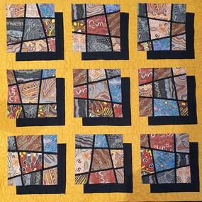 Textile - Cotton Fabric, padding, thread, Shadow box quilt - wall piece