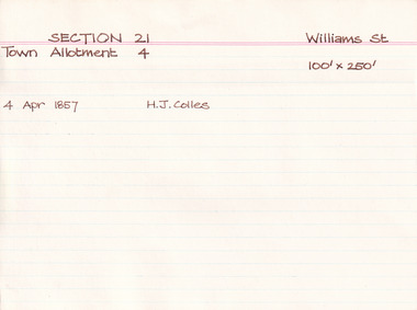 Card (Series) - Index Card, George Tibbits, William Street, Beechworth, 1976