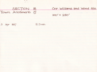 Card (Series) - Index Card, George Tibbits, Cnr Williams and Wood Streets, Beechworth, 1976