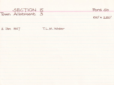 Card (Series) - Index Card, George Tibbits, Ford Street, Beechworth, 1976