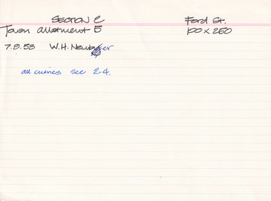 Card - Index Card, George Tibbits, Ford Street, Beechworth, 1976