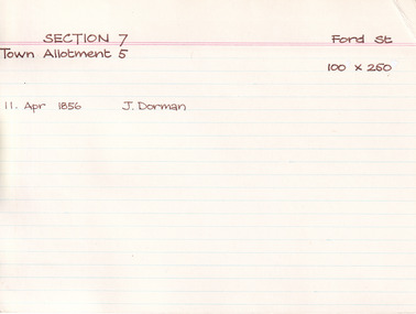 Card (Series) - Index Card, George Tibbits, Ford Street, Beechworth, 1976